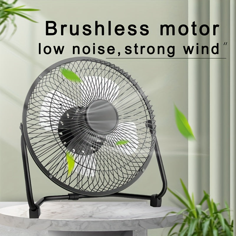 A portable USB plug-in desktop fan with a stylish 8-inch iron art design. Features 2-speed adjustable settings, 4 strong fan blades, and a 360° adjustable angle for maximum airflow.