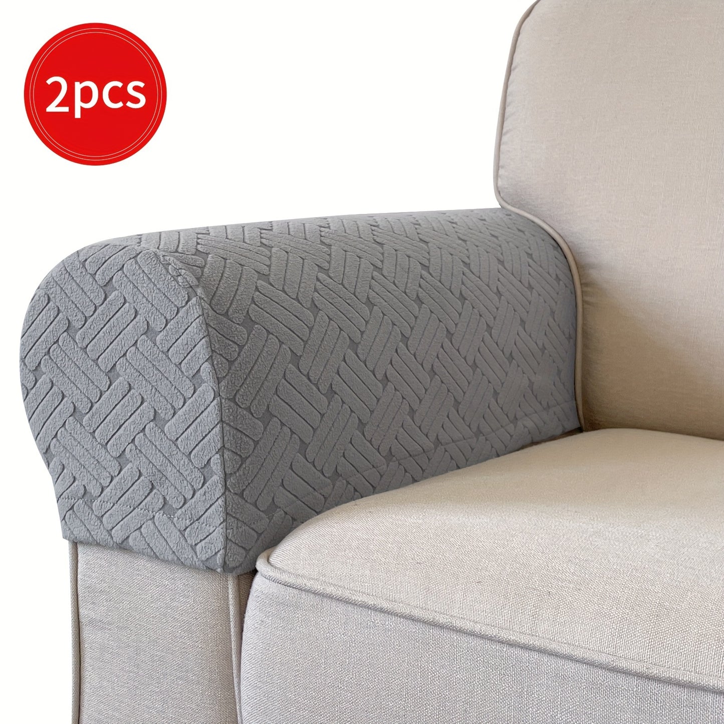 Set of 2 stretch armrest covers for chairs, couches, and sofas. Slipcovers made of spandex for recliner sofas.