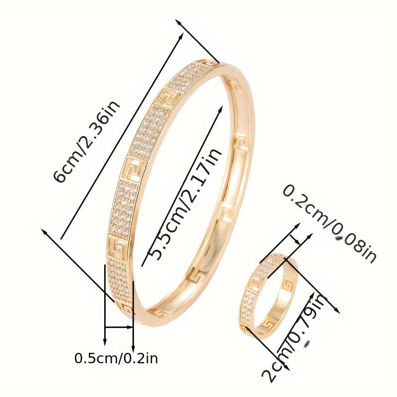 Distinctive number pattern Bracelet and Ring for women crafted with Zirconia Copper