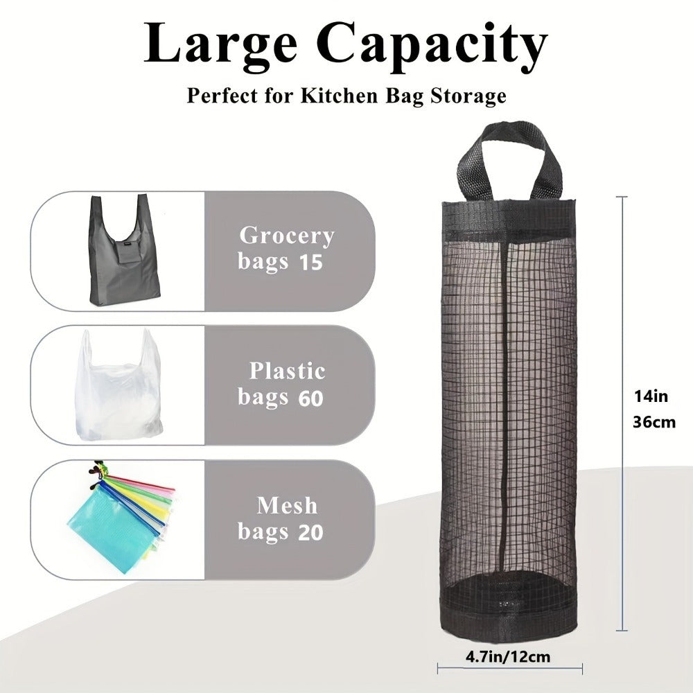 Kitchen Storage Set Includes 4 Pieces: Collapsible Trash Bag Organizer and Breathable Mesh Hanging Bags - No Electricity Required, Modern Design