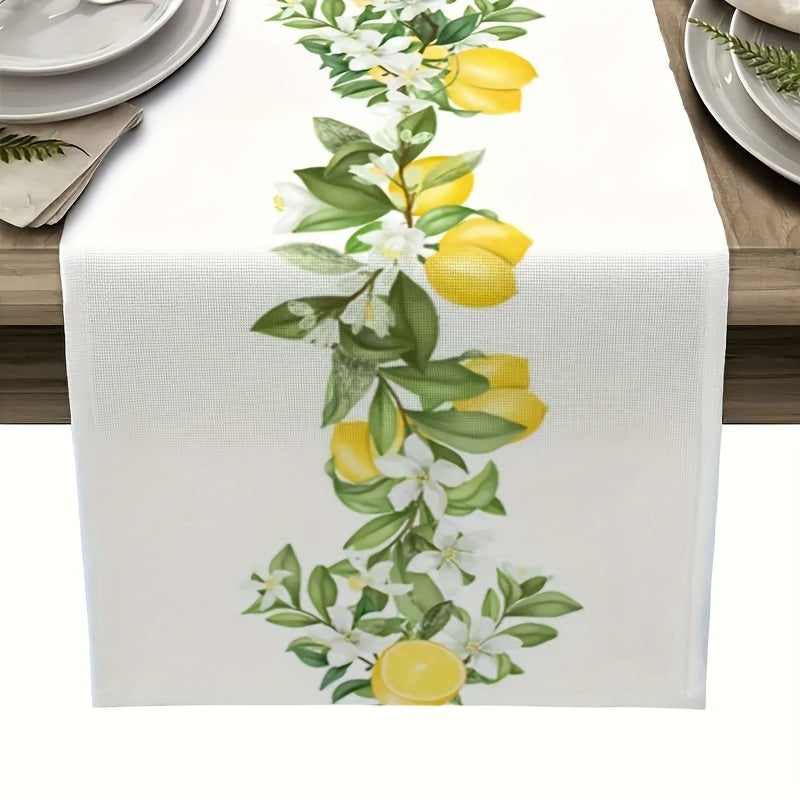 Fresh Lemon Pattern Table Runner for Home and Party Decor, perfect for Spring.