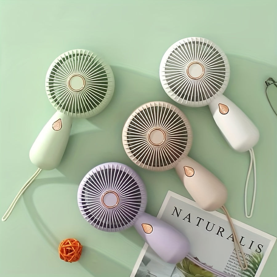 Compact Handheld Mini Fan with LED Lights, USB Rechargeable Quiet Desk Fan, Perfect for Personal Cooling on the Go or at the Office