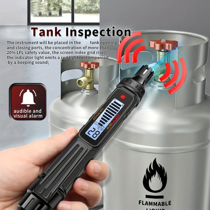 Combustible leak detector with buzzer alarm and ppm analyzer.