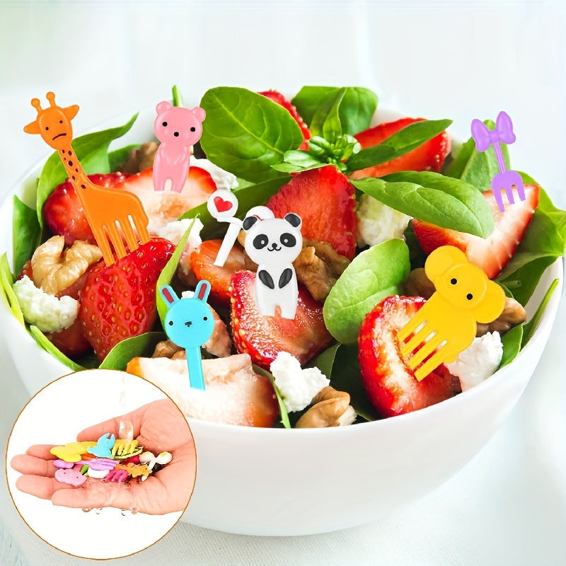 38-piece set of lunch accessories including animal and fruit fork picks, salad dressing squeeze bottles, and bento box decorations made of polypropylene. Perfect for adding fun to mealtime and a must-have for any kitchen.