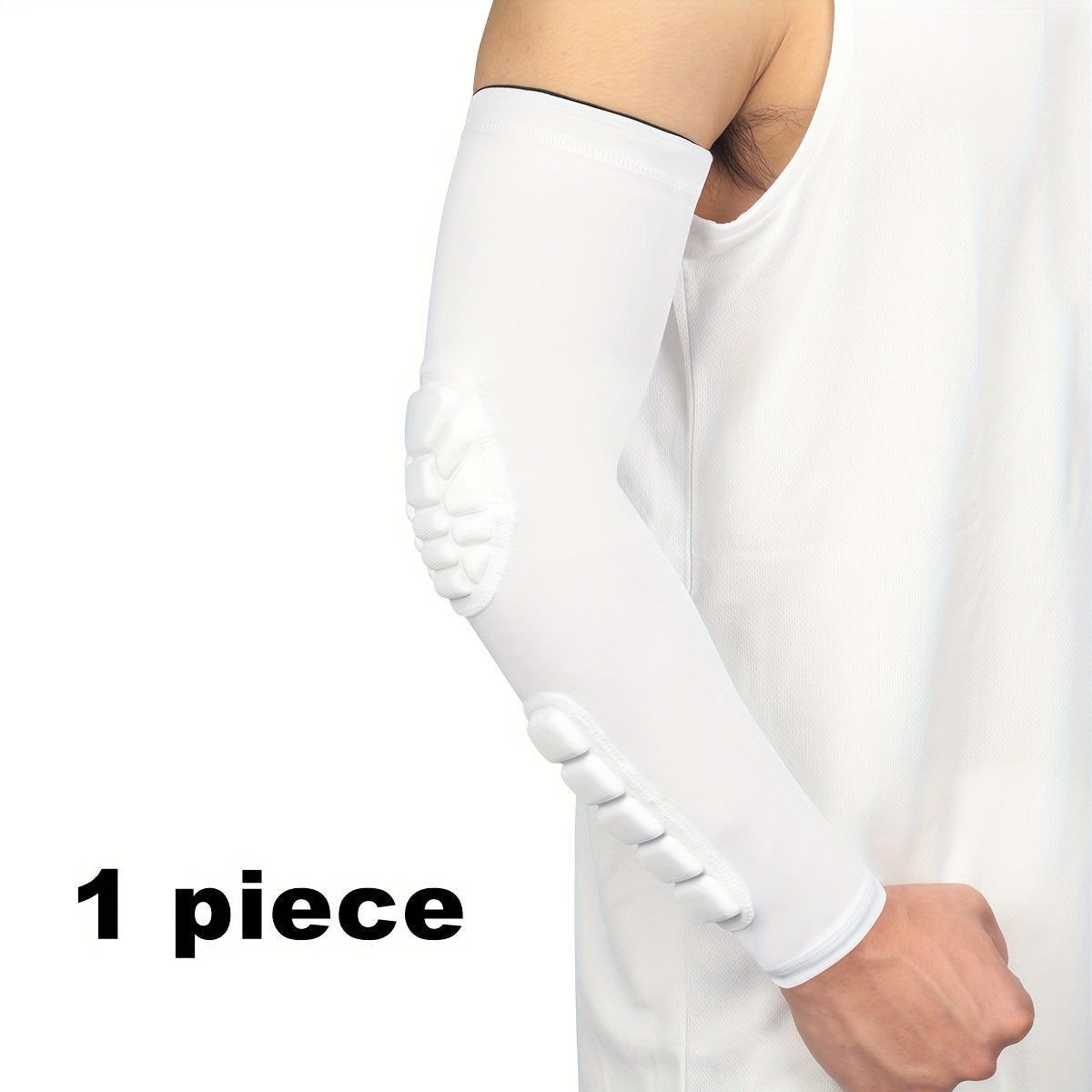 Sports arm guard with detachable honeycomb pad, anti-slip strip. Suitable for multiple sports.