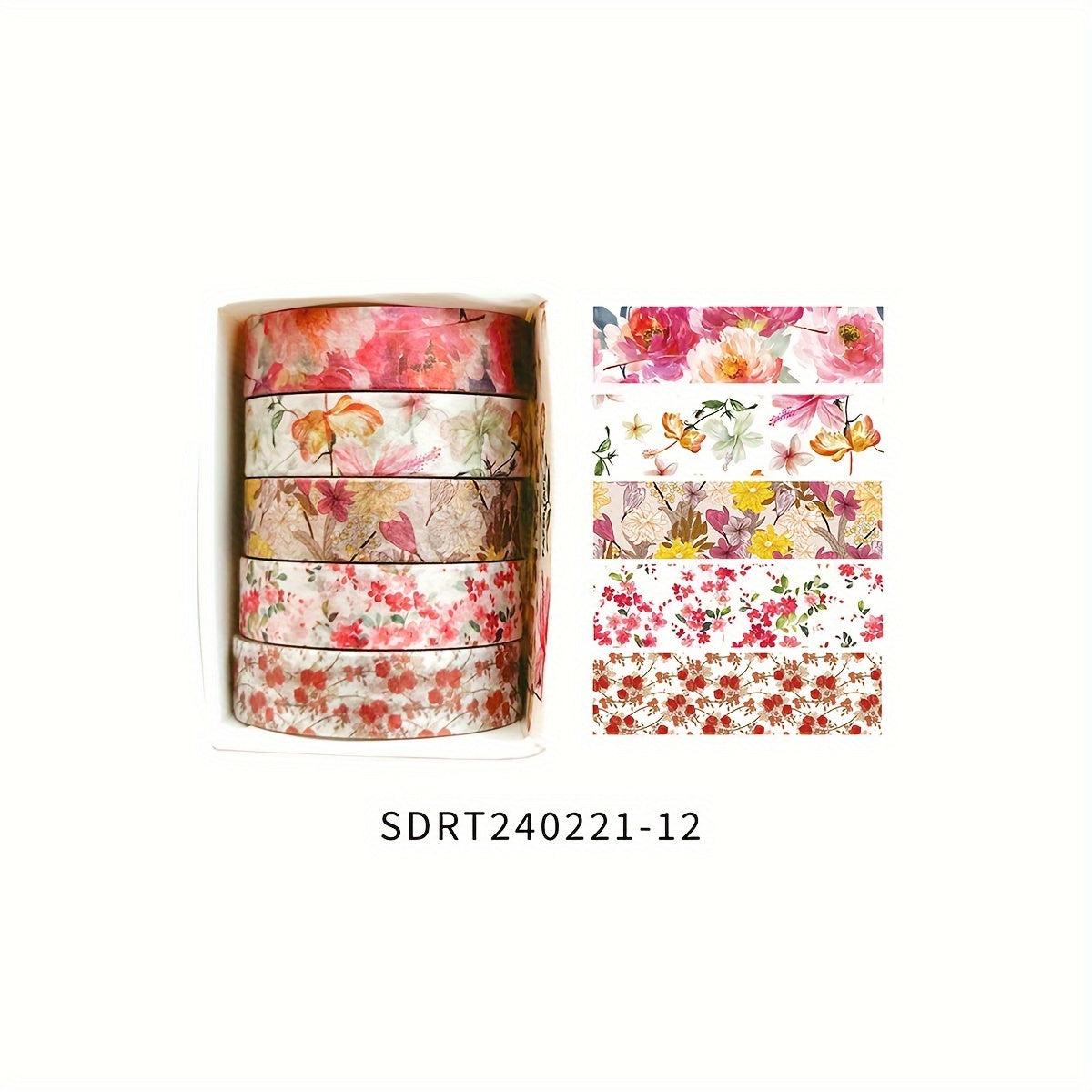 5 Rolls of Plant Series Washi Tape Stickers for Diaries, Handbooks, Photo Albums, Schedules, and Party Decorations