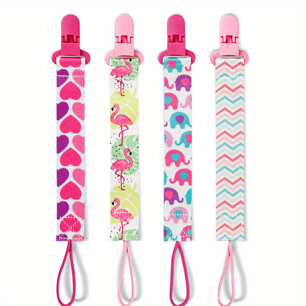 Set of 4 Baby Pacifier Holder Clips - Universal Pacifier Clip for Boys and Girls, Compatible with Most Pacifiers, Perfect for Christmas, Halloween, Thanksgiving Gifts