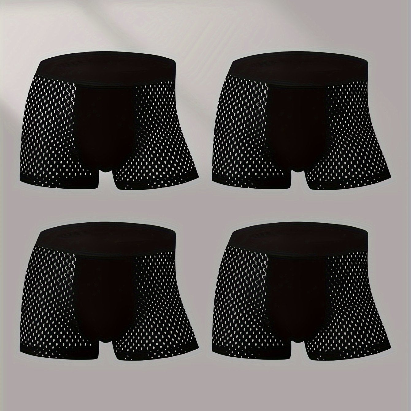 Set of 4 men's breathable mesh boxer shorts.