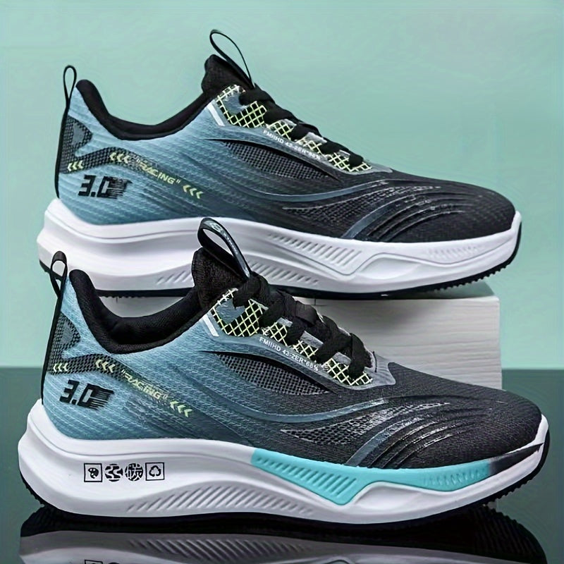 Durable, breathable running shoes with gradient color stripe pattern. Ideal for outdoor workouts year-round.