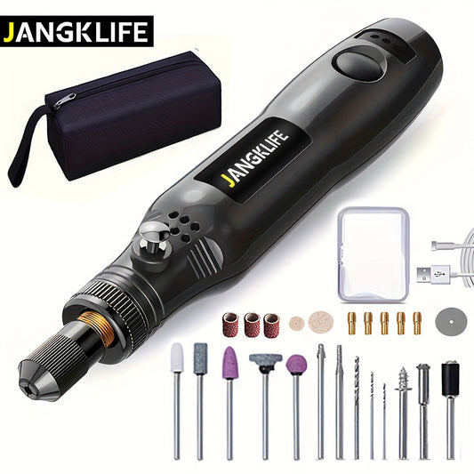 JANGKLIFE 36pcs Rotary Tool Set with 3-Speed Multi-Tool for crafts and DIY projects, USB Charging, ≤36V Operating Voltage, Plastic Body