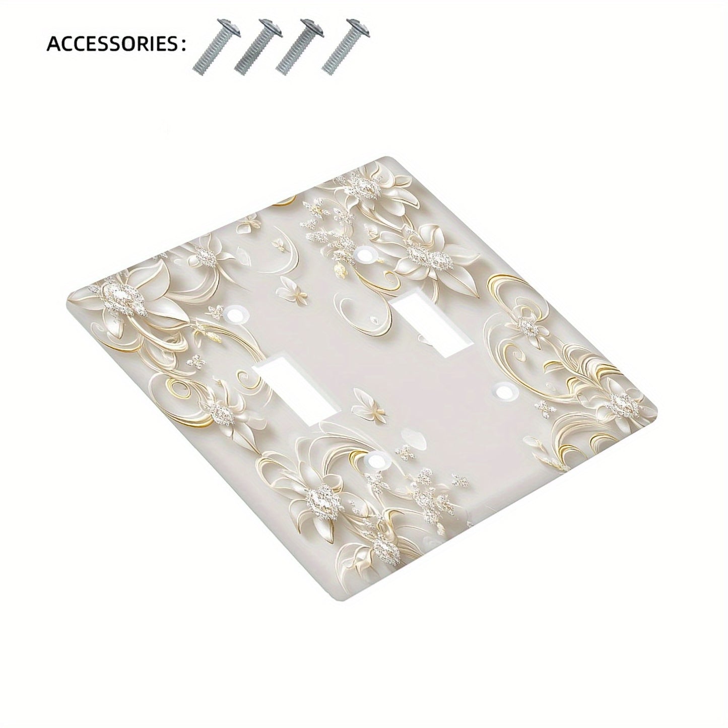 3D Floral Light Switch Cover in White with Country Cottage Style, No Electricity Required, Suitable for Bathrooms and Bedrooms.