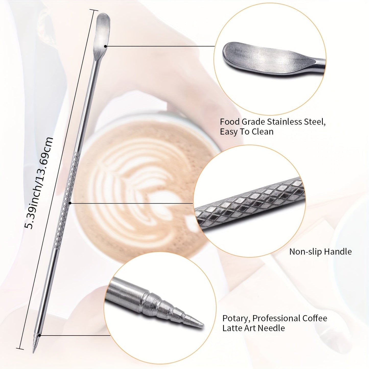 One 20oz Stainless Steel Coffee Cup with Pull Flower Scale and Needle, Milk Frother Cup with Pointed Nose, Fancy Drinking Cup with Pull Flower Needle, Water Bottle, Coffee Accessories for Travel and Vacation.