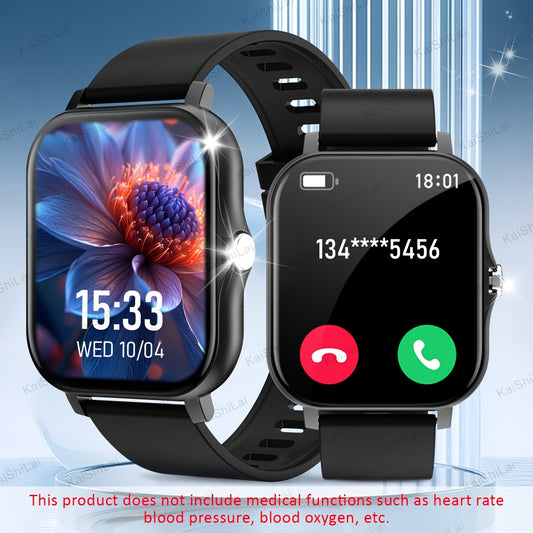 2024 Trendy Smartwatch with 4.65cm touch screen, sports tracker, call function, step counter, USB rechargeable battery, compatible with iPhone and Android.