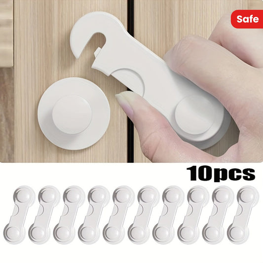 SDONE 10-Pack of White Plastic Drawer Locks - Latex-Free Child Safety Cabinet Locks for Refrigerator and Drawers