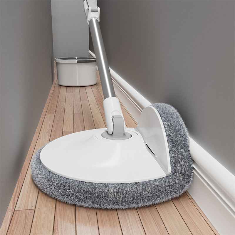 Lazy rotating mop for household cleaning, with bucket, free hand washing, and pollution separation technology. Includes 4 pieces for one-drag clean flat floor mopping.