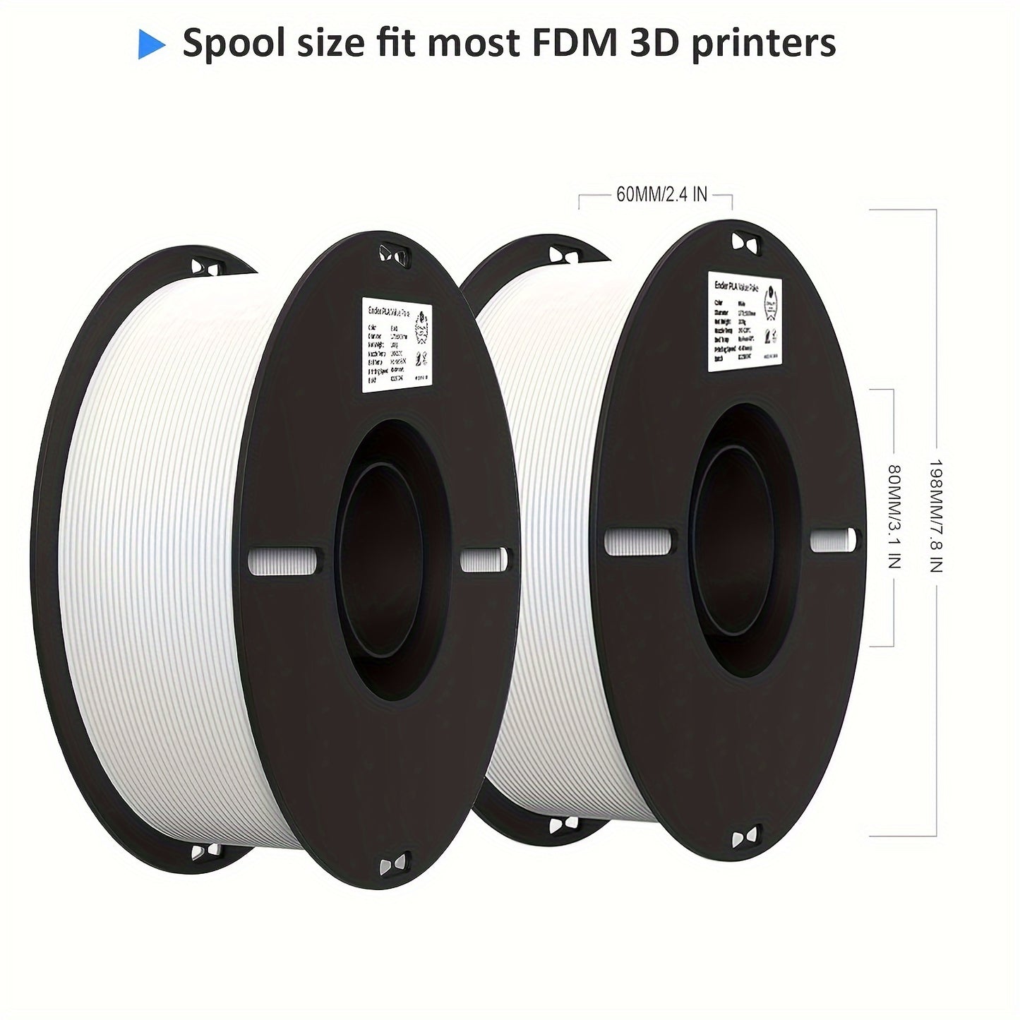 2 bundles of 1.75mm PLA Filament for 3D Printing, total 2kg. No-tangling, strong bonding, and high overhang performance. Accuracy of +/- 0.02mm. Each bundle is neatly wound and weighs 1kg