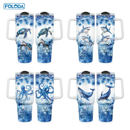 Stainless steel tumbler with sea turtle design, ideal gift for women on special occasions.