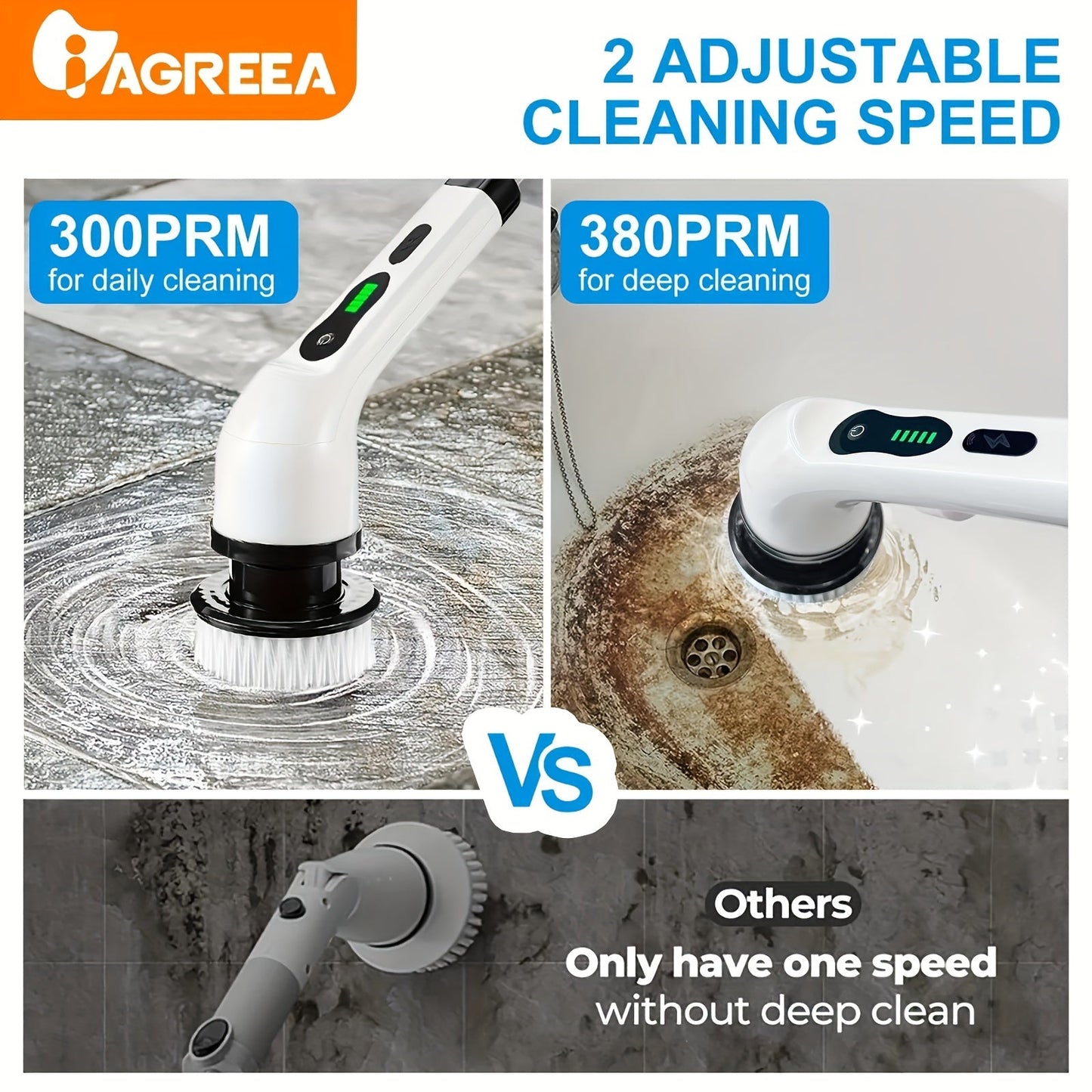 Introducing the New Small Volume Electric Cleaning Brush - Wireless and Rotating Floor Washing Machine with Replaceable Brush Heads, Adjustable Extended Handle, and USB-C Charging Cable. Perfect for Bathroom, Bathtub, Tiles, and Floor Cleaning.