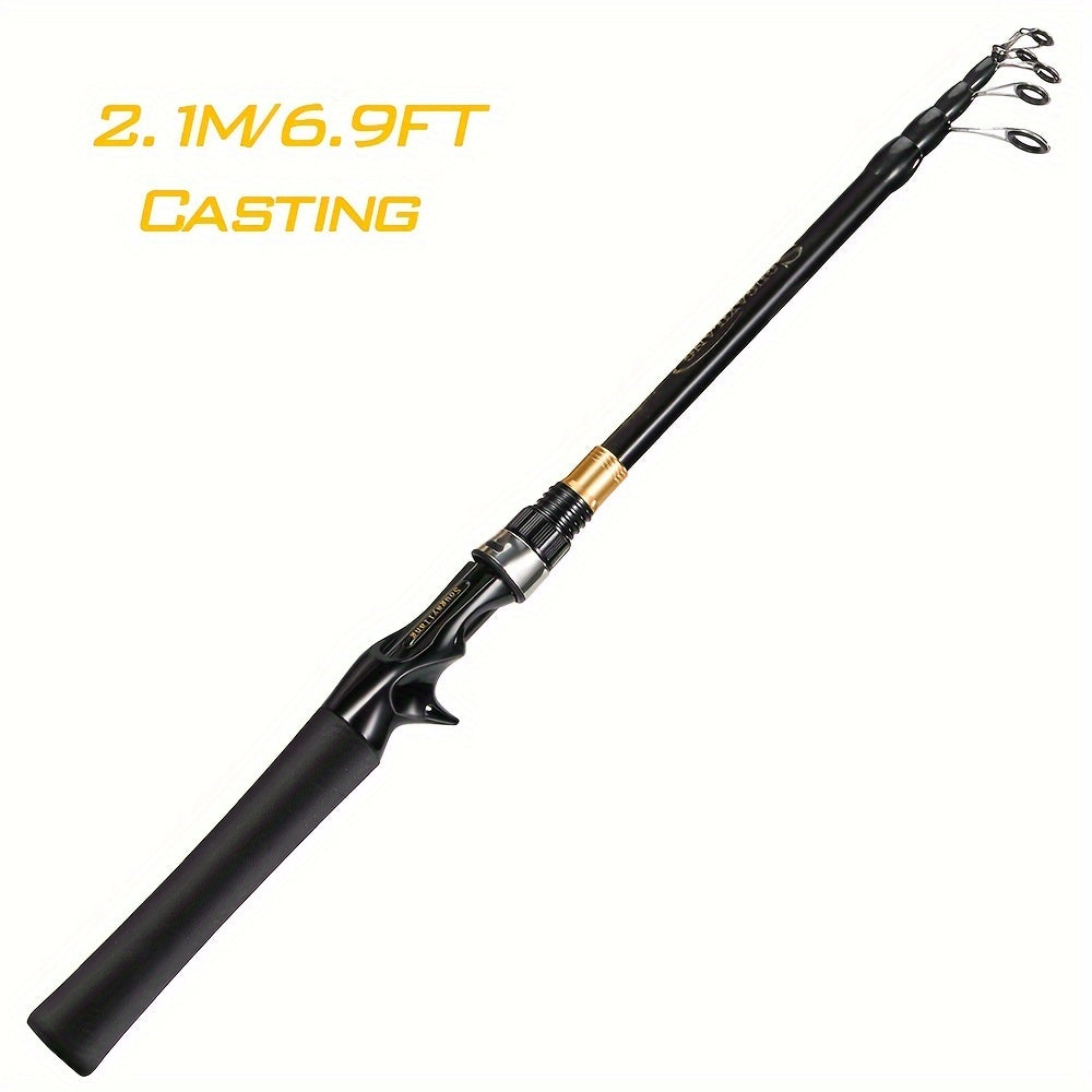 Sougayilang telescopic fishing rod made of carbon fiber with EVA handle, suitable for freshwater and saltwater fishing.