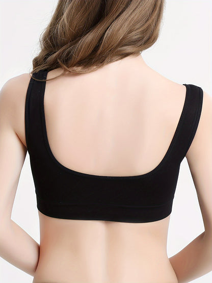 Solid sports bra set of 3 for women, comfortable and breathable, perfect for fitness.