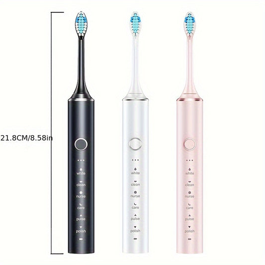 Smart Automatic Electric Toothbrush for Adults with Soft Bristles, USB Rechargeable, 500mAh Lithium Battery for Deep Cleaning.