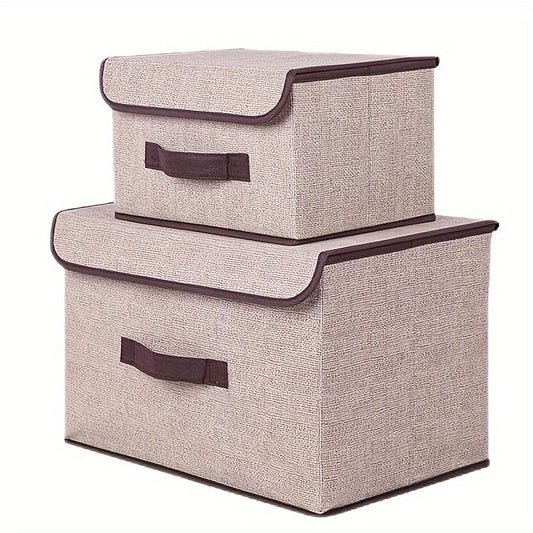 Rectangular Canvas Storage Boxes with Classic Design - Waterproof and Foldable, Ideal for Organizing Home, Kitchen, Closet, Clothing, Toys, Miscellaneous Items, and Under-Bed Storage.