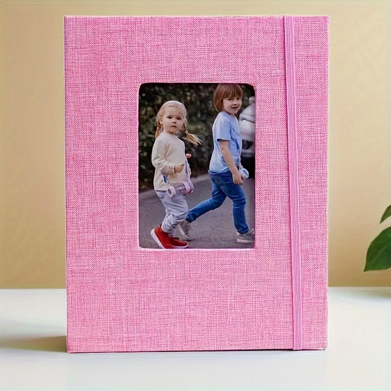 Linen Photo Album with Front Window - 10.01X15.01cm, Acid-Free, 26 Pages, Holds 52 Photos - Ideal for Kids, Weddings, and Family Memories