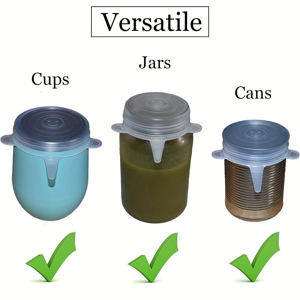 Flexible silicone lids for pet and human food cans - designed to fit perfectly on 3 standard sizes: 6.6cm, 7.49cm, and 8.13cm cans - ideal for small pet food containers - preserves freshness of food.