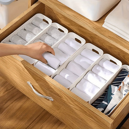 Durable Stackable Plastic Storage Bins with Handles - Set of 12/6pcs, Multipurpose Organizer Baskets for Office, Home, and Closet - Ideal for Stationery, Cosmetics, Socks, and Underwear - Space-Saving Drawer Organizers with Convenient Hooks