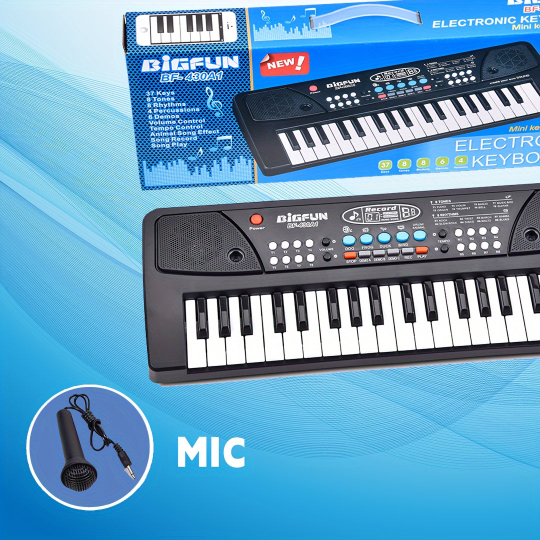 37-Key Digital Piano Keyboard with Microphone - Ideal for Music Education, Interactive Learning, and Teaching Beginners - Battery-Powered Piano for Enthusiasts.