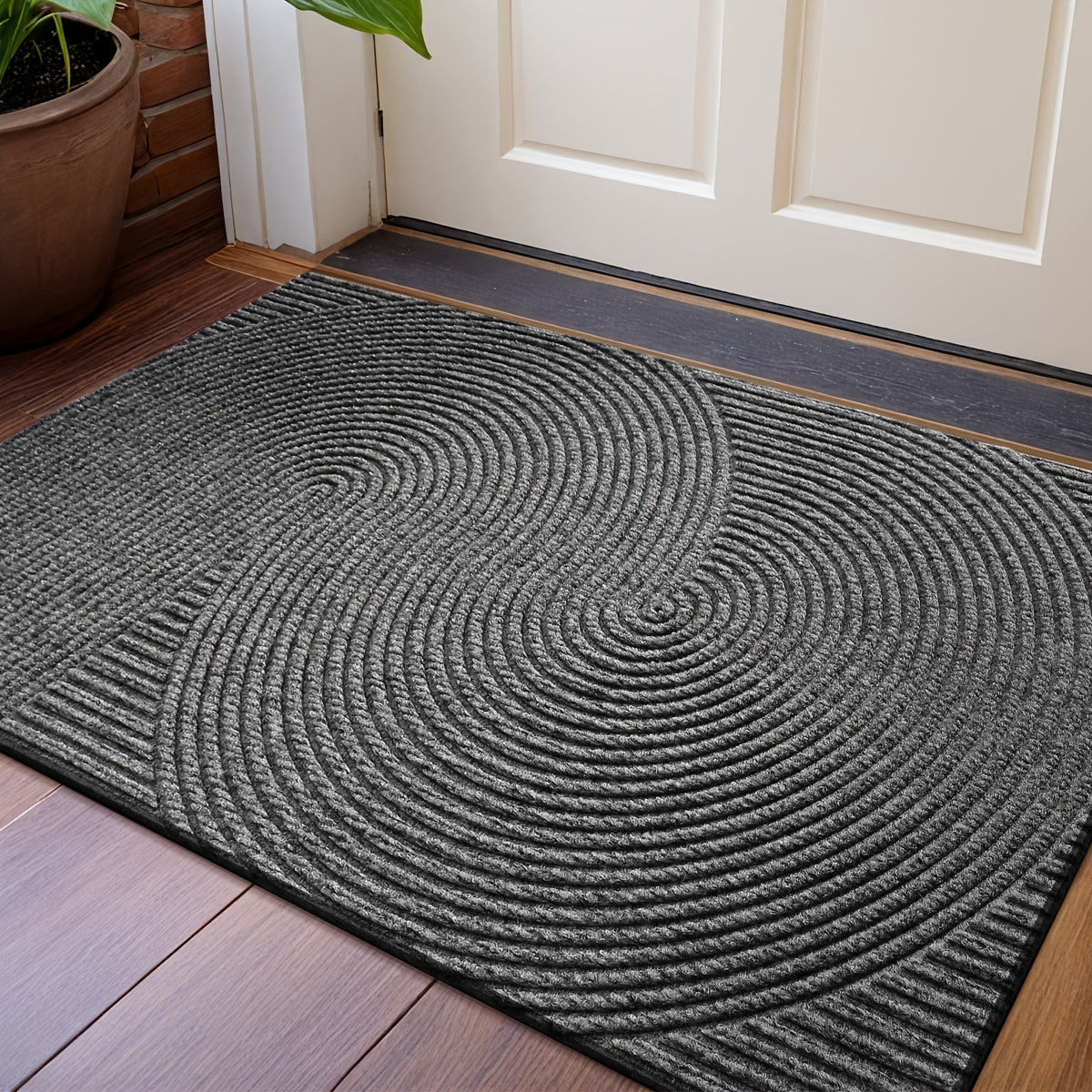 DJIANG Geometric Striped Door Mat, Non-Slip, Absorbent, Washable Rug for Indoor and Patio. Stain Resistant Polyester, Hand Wash Only.