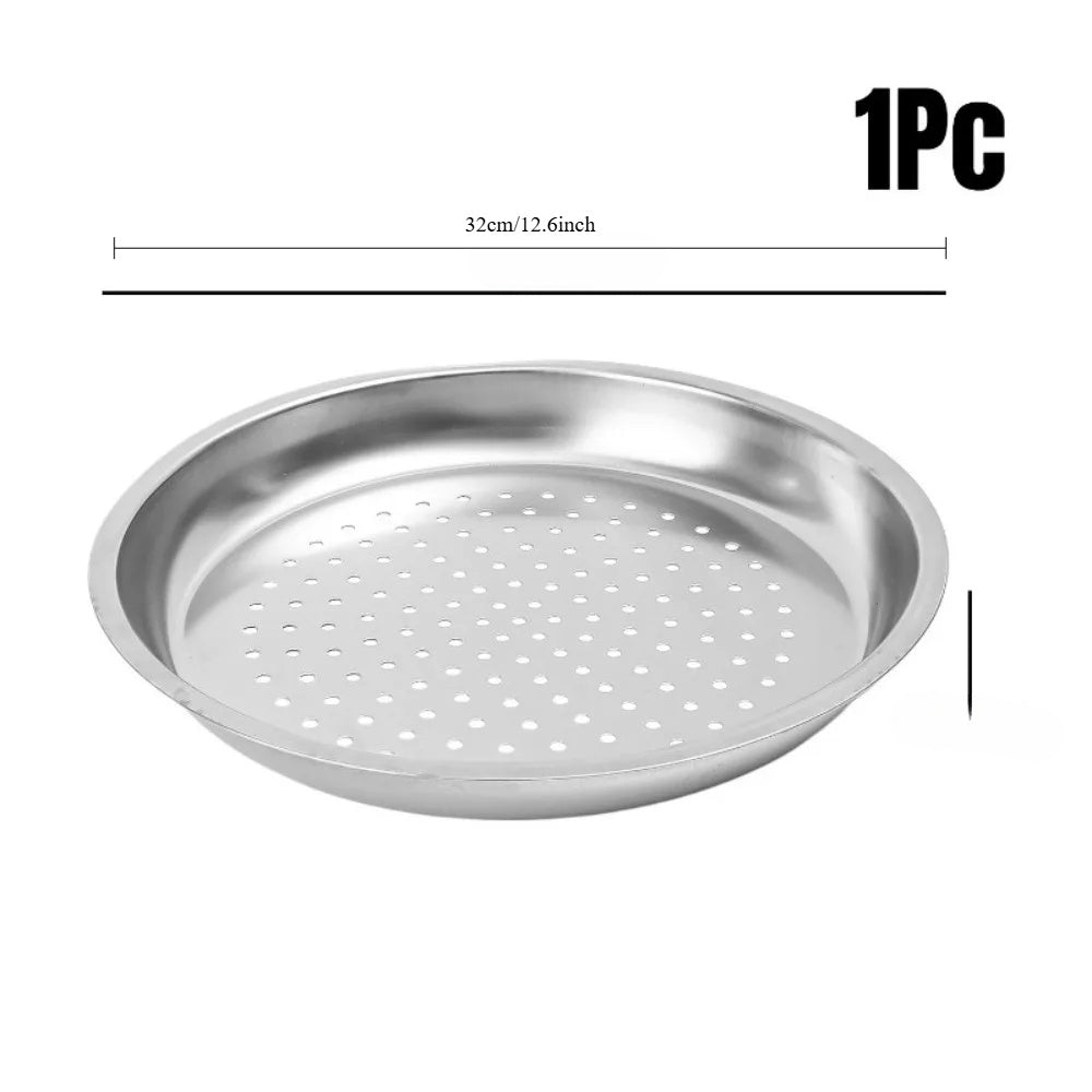 Durable Steamer Basket for Wok, 28/30/32/34cm, Stainless Steel Fish & Dumpling Steaming Tray, Essential Kitchen Tool, Thickened Insert