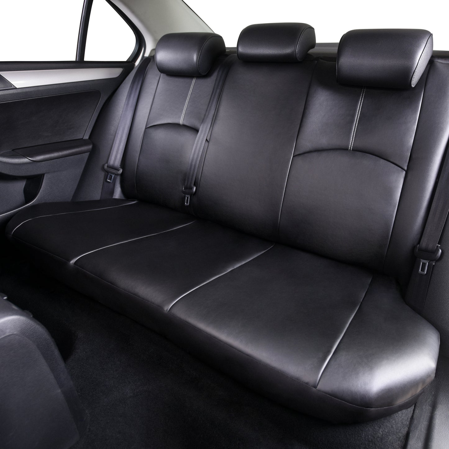 9-piece PU leather car seat cover set fits most vehicles and is airbag compatible.