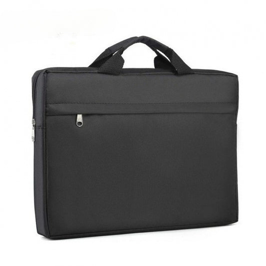 Black laptop tote bag made of durable polyester and lined with nylon. Suitable for work, shopping, and gifts, as well as for carrying briefcases, files, and advertising materials.