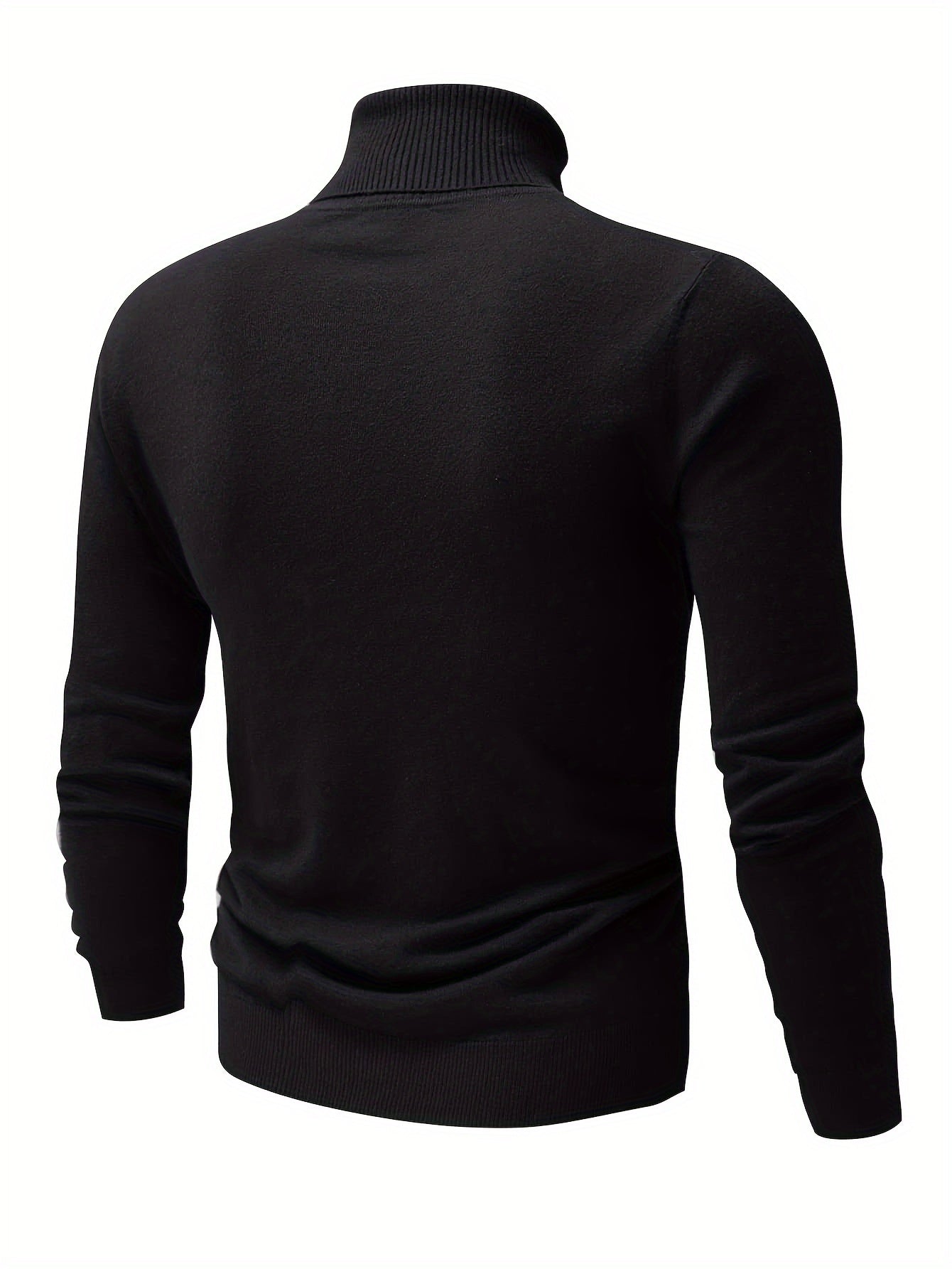 Brown turtleneck sweater for plus size men, perfect for fall/winter. Features ribbed cuffs and hem.