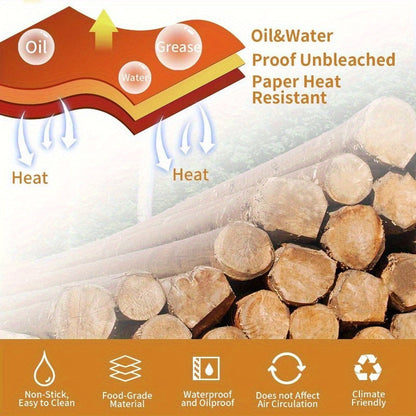 Set of 100 Air Fryer Disposable Liners made from Food Grade Parchment Paper for Different Models, Essential for Healthy Cooking in the Kitchen. Includes Air Fryer Liners and Faux Leather Paper for your Kitchen Needs.