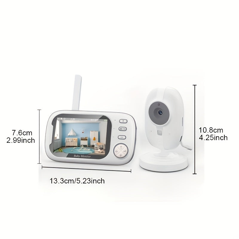 720P HD Android app and smartphone compatible monitor for indoor use, featuring 2-way audio, cry and temperature detection, night vision, lullabies, manual pan/tilt, rechargeable battery, and made of ABS material.