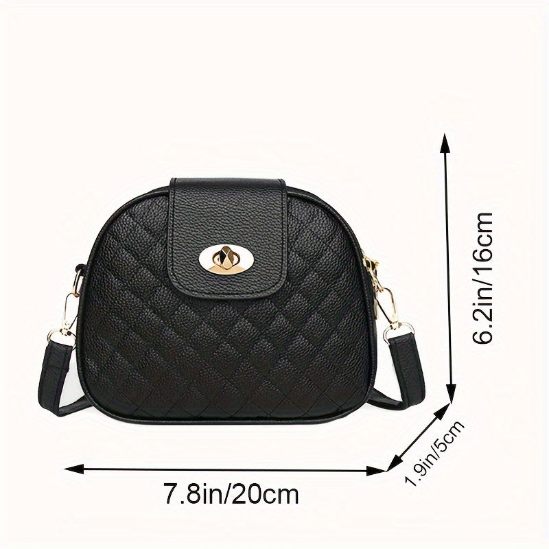 Stylish black crossbody bag for women with adjustable strap, made of lightweight faux leather.