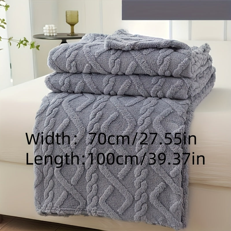 Soft, thick, and warm knitted shawl blanket with 3D design, measuring 70cm x 100cm. Hand wash only. Suitable for bed, sofa, and travel. Perfect for outdoor and home use. Ideal gift for