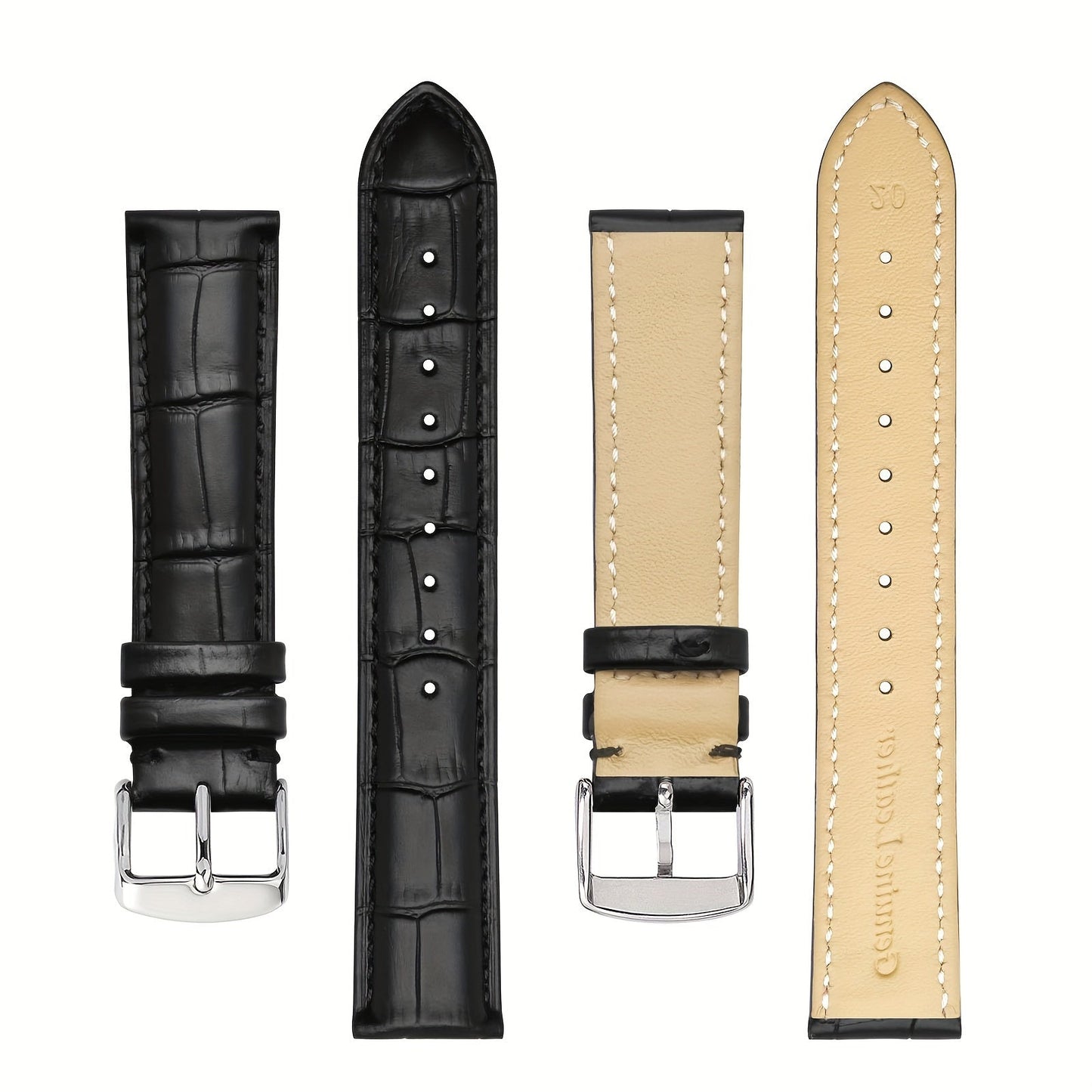 Replacement watch strap made of authentic cowhide leather, featuring a quick release crocodile pattern design suitable for both men and women.