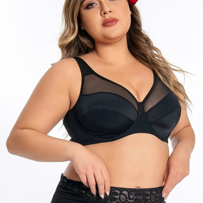 Plus Size Women's Full Cover Mesh Bra with Underwire