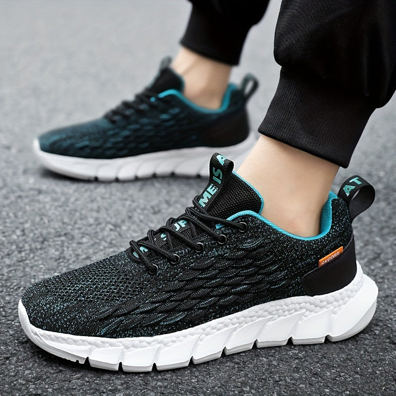 Breathable lace-up sneakers with shock-absorbing feature for men's running.