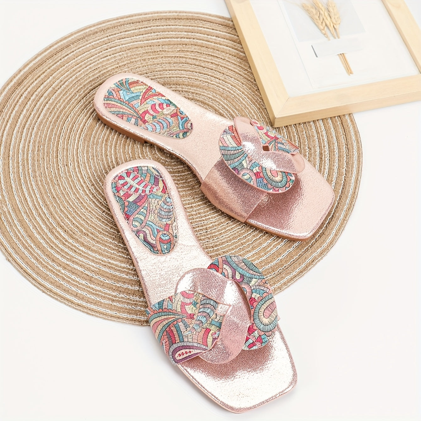 Women's Ethnic Style Flat Sandals with TPR Sole and Faux Cover Upper