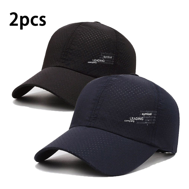 Unisex 2-Pack Quick-Dry Baseball Caps with Sporty Alphabet Print Design, Ideal for Spring/Summer Wear.