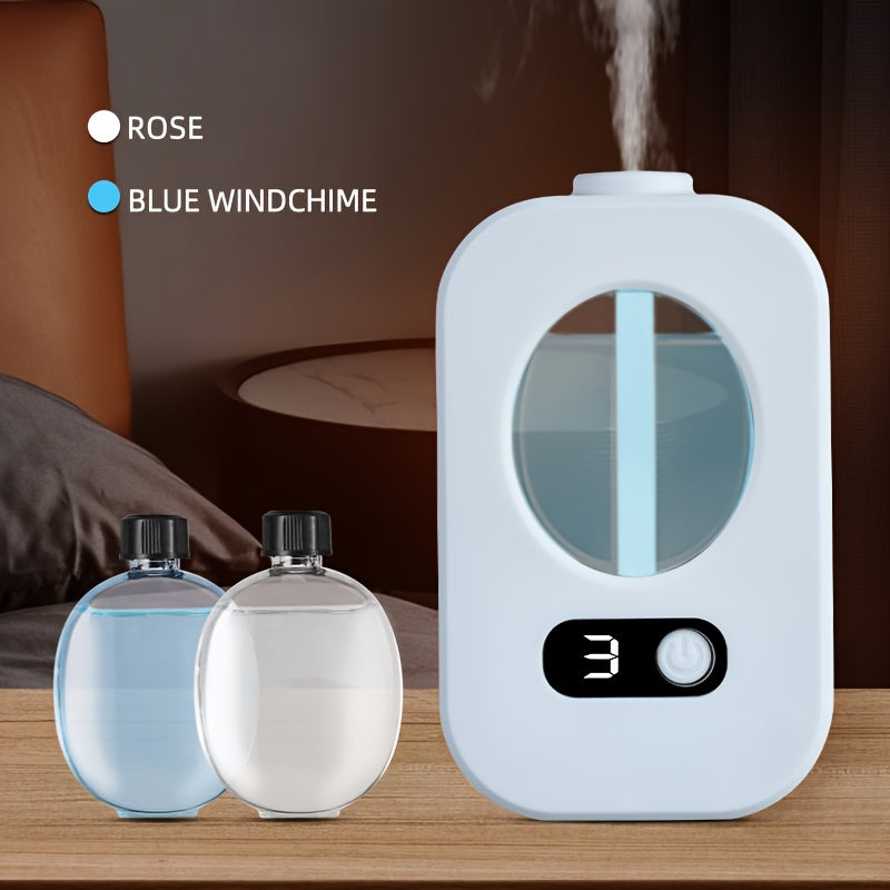 USB rechargeable perfume spray machine with aromatherapy diffuser, night light, and wall-mount or standalone options. Provides long-lasting fragrance and odor elimination for home and