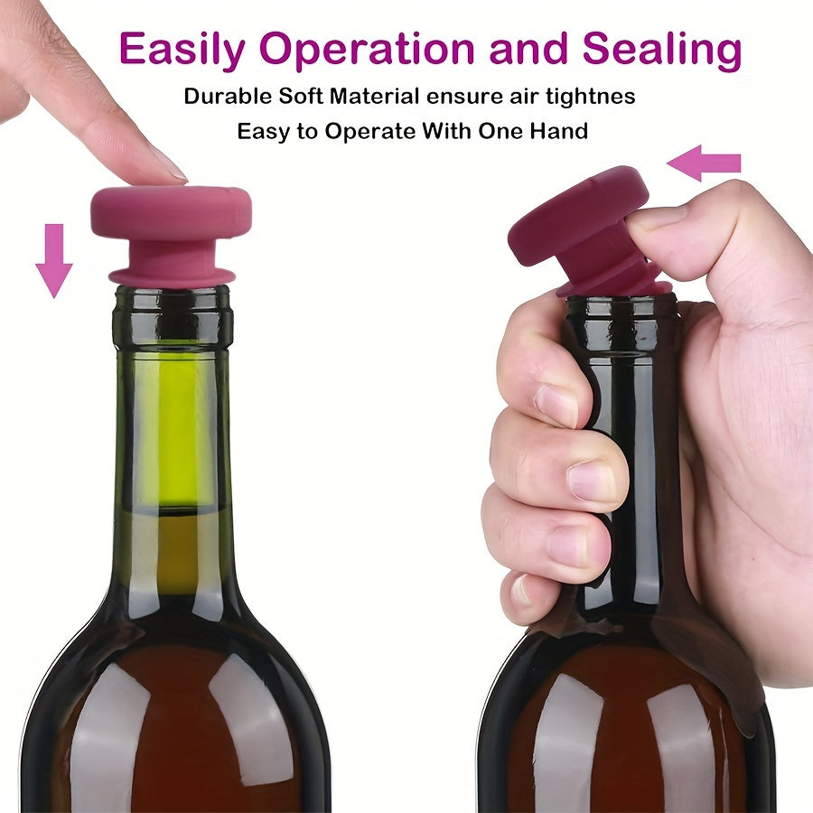 Set of 5 silicone wine stoppers for all occasions, providing a leak-proof seal for wine and oil bottles, extending their shelf life. Ideal for Christmas, Halloween, Easter, Hanukkah, and Thanksgiving celebrations.