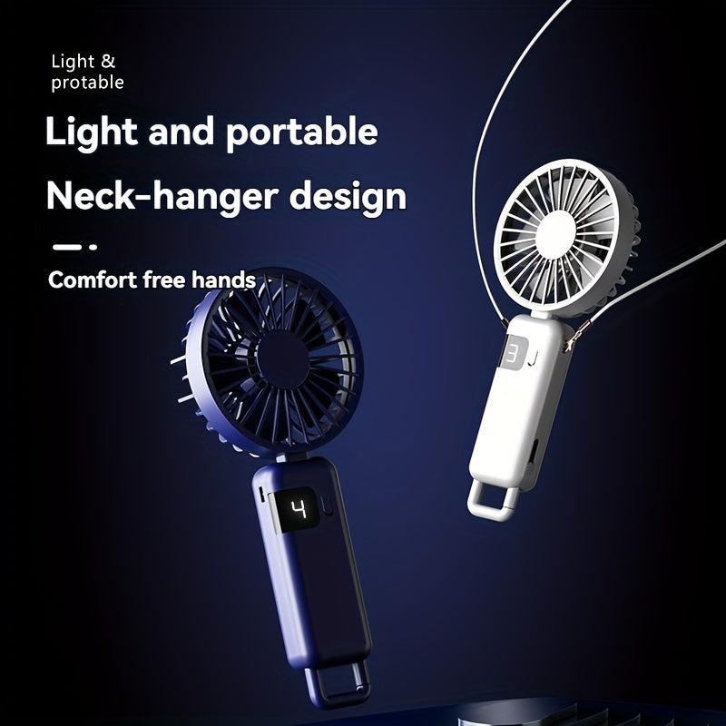 Stay cool wherever you go with our Portable Handheld Fan featuring an LED Display. This USB Rechargeable fan offers 5-speed settings and a foldable design, perfect for use in the office, outdoor adventures, travel, and back to school. An essential gadget