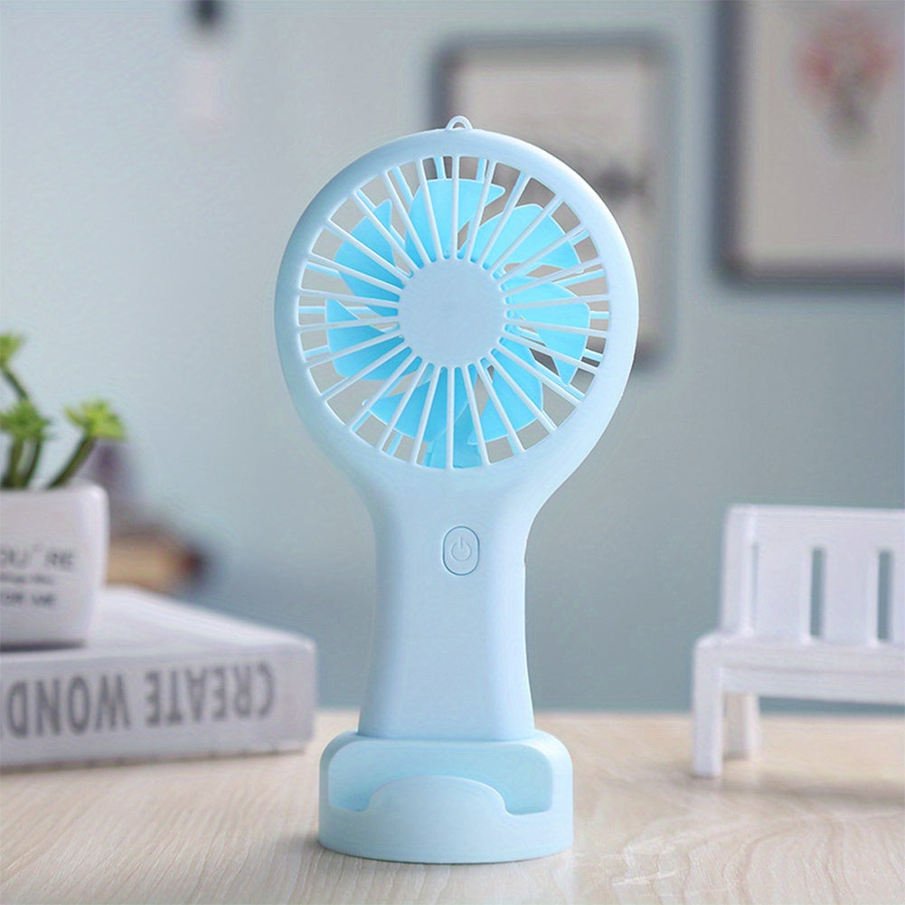 USB Rechargeable Handheld Fan with Pocket Cooling Function, Ideal for Students, Office, Travel and Outdoor Use, Features Phone Holder