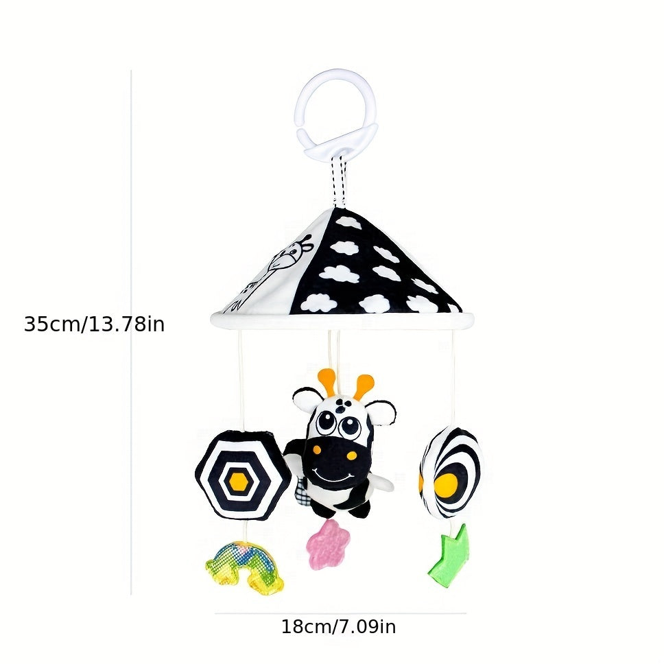 Car hanging wind chime featuring a black and white parasol design, ideal for early education and enhancing a peaceful sleeping environment. Perfect as a gift for Halloween or Christmas.