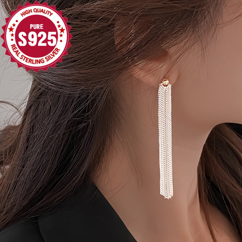 Elegant and Hypoallergenic Galaxy Waterfall Long Tassel Drop Earrings in Luxurious 925 Sterling Silver - Perfect for Daily and Special Occasions, Great Christmas Gift, Timeless Luxury and Sexy Style